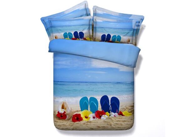 Beach and Sea Scenery Print 4-Piece Duvet Cover Sets