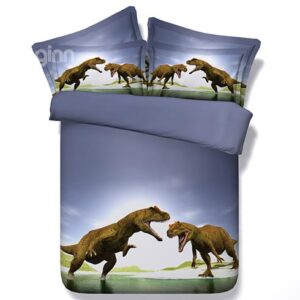 Powerful Dinosaur Blue 4-Piece Duvet Cover Sets