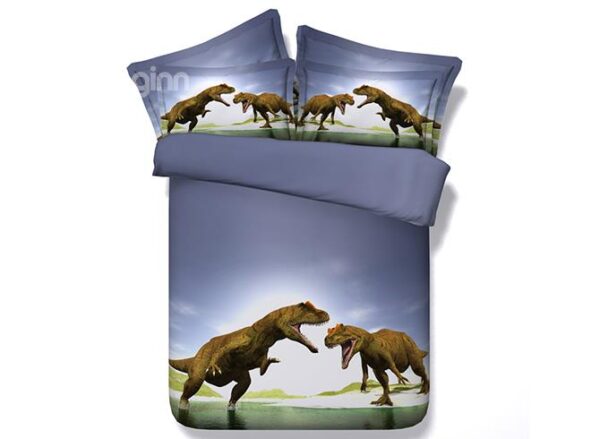 Powerful Dinosaur Blue 4-Piece Duvet Cover Sets