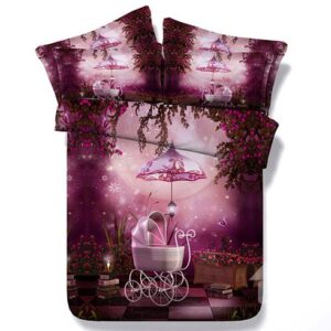 Dreamlike Rosy Flowers Print 4-Piece Duvet Cover Sets