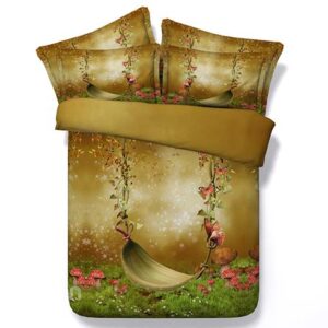 Swing Pastoral Scenery Print 4-Piece Duvet Cover Sets