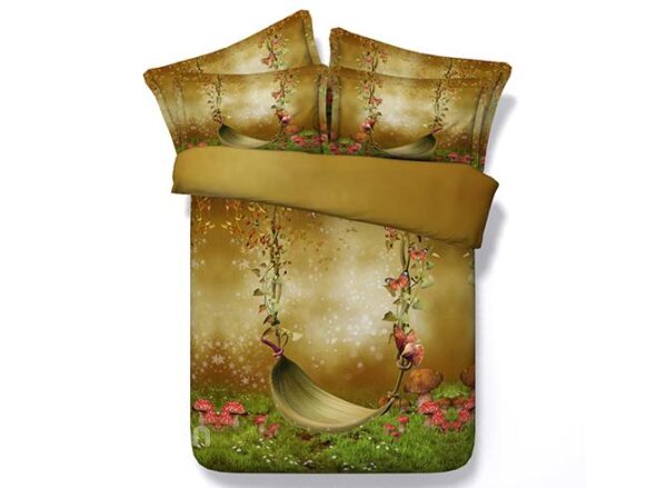 Swing Pastoral Scenery Print 4-Piece Duvet Cover Sets
