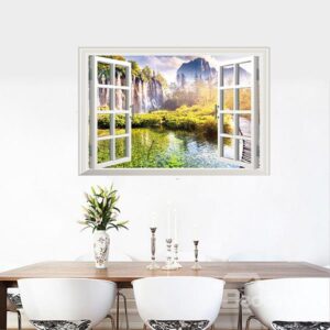 Picturesque Window View Natural Scenery Wonderland Removable 3D Wall Stickers