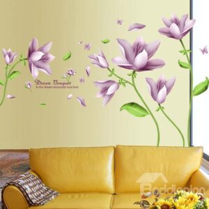 Gorgeous Chic Purple Flowers Removable Wall Sticker