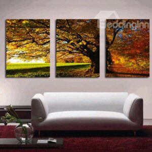 Fantastic Thickly Leafy Tree 3-Panel Canvas Wall Art Prints