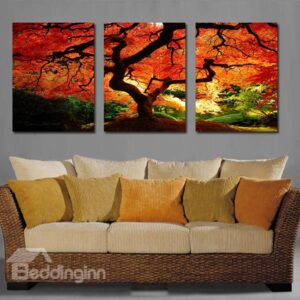 Unique Thickly Maple Tree 3-Panel Canvas Wall Art Prints