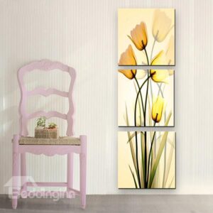 Wonderful Yellow Flowers 3-Panel Canvas Wall Art Prints