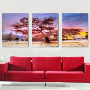 Unique Tree in Field 3-Panel Canvas Wall Art Prints