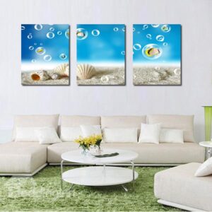 Fantastic Seashells in Beach 3-Panel Canvas Wall Art Prints