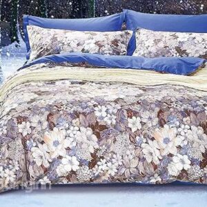 Graceful White Flowers 100% Cotton 4 Pieces Duvet Cover Sets