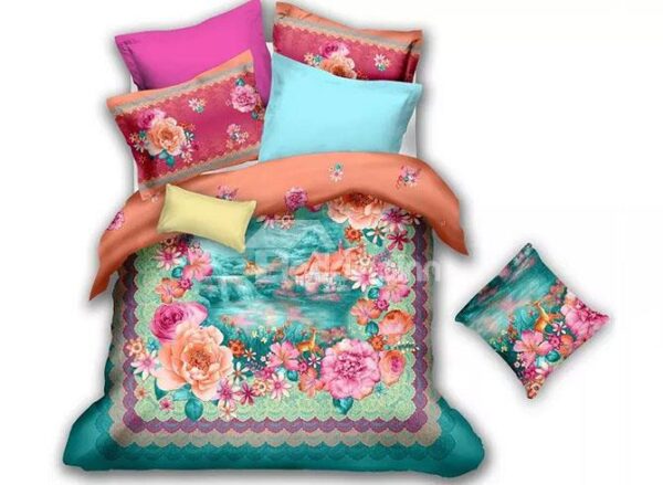 Beautiful Fairyland Blooming Peonies Print Cotton 4-Piece Duvet Cover Sets