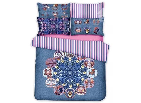 Vintage Animal Jacquard Design Blue 4-Piece Cotton Duvet Cover Sets