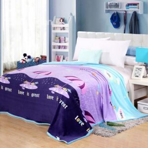 Rain Day Cartoon Umbrella Printed Bed Blanket