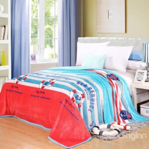 Polka Dot Stripes Printed Anti-Pilling Bed Blanket