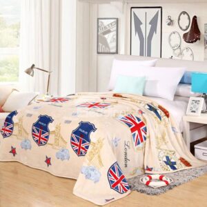 The Union Jack Print Beige Flannel Blanket