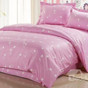 Light Pink Romantic Note Pattern Purified Cotton 3-Piece Duvet Cover Sets