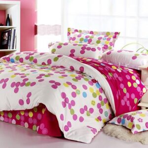 Trendy Pink Polka Dots Pattern Purified Cotton 3-Piece Duvet Cover Sets
