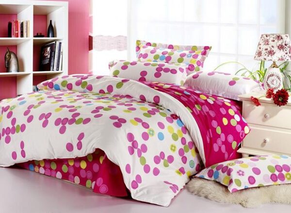Trendy Pink Polka Dots Pattern Purified Cotton 3-Piece Duvet Cover Sets