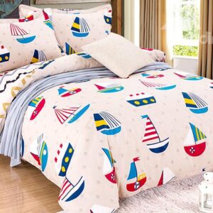 Creative Sailing Boat Pattern Cotton Kids 3-Piece Duvet Cover Sets