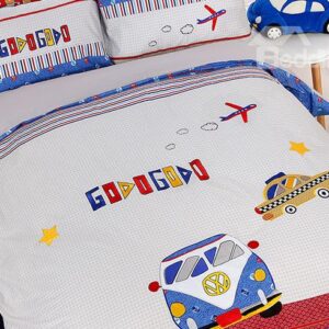 Trendy Bus&Car Print Cotton 3-Piece Kids Duvet Cover Sets