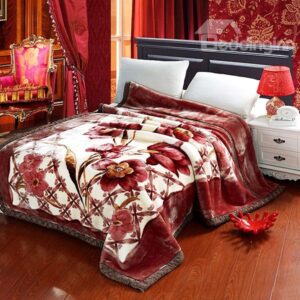 Top Class Anti-pilling Raschel Blanket with Floral Design