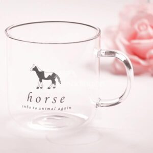 Cute Horse Pattern Glass Milk Cup Drinking Cup