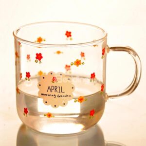 Fantastic Little Flowers Pattern Glass Drinking Cup