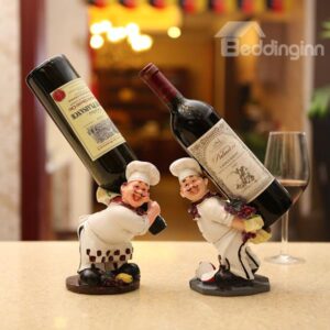 Wonderful Cute Chef Carrying Resin Wine Rack