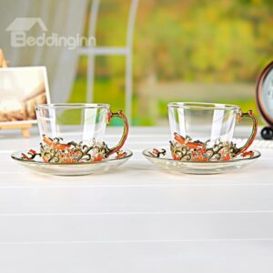 Exquisite Enamel Glass Coffee Cup Sets 1-Pair