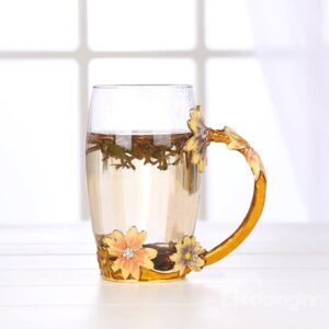 Creative Enamel Flowers Tall Coffee Cup Drinking Cup 1-Piece