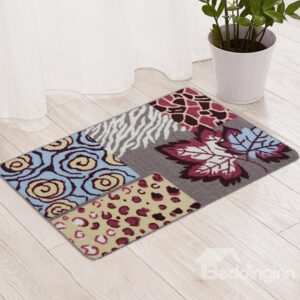 Unique Leaves and Lines Patchwork Anti-Slipping Doormat