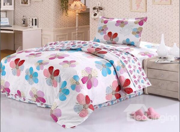 Beautiful World Flowers Pattern Purified Cotton Kids 3-Piece Duvet Cover Sets