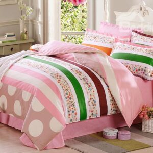 Tiny Flowers Pattern 100% Cotton Girls 4-Piece Duvet Cover Sets