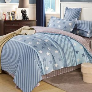 Stars and Stripes Pattern 100% Cotton Boys 4-Piece Duvet Cover Sets