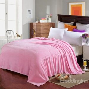 Simple Pink Anti-Pilling Soft Flannel Bed Blanket