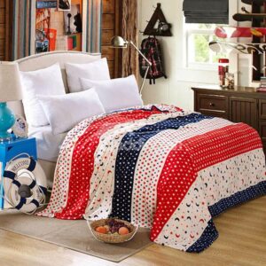 Polka Dot Stars and Moon Printed Soft Flannel Blanket