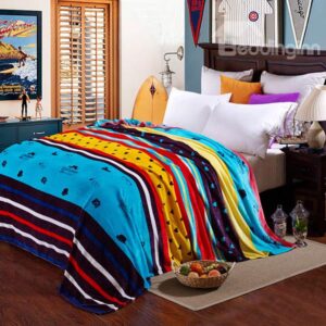 Cute Mustache and Hearts Printed Flannel Blanket