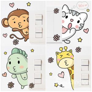 Creative Cartoon Animals Switch Removable Wall Sticker 1 Set