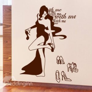 Creative Fantastic Beautiful Woman Trying for Shoes Removable Wall Sticker