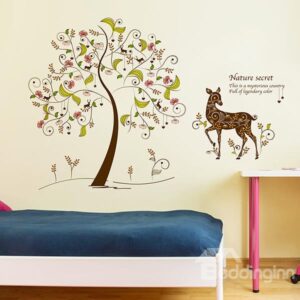 Wonderful Cartoon Tree and Deer Pattern Nursery Removable Wall Sticker