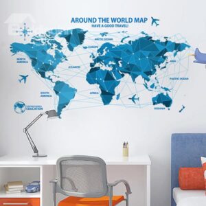 Creative World Map Study Kidsroom Removable Wall Sticker