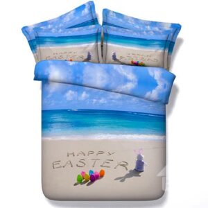 Leisurely Beach Scenery Digital Printing 5-Piece Comforter Sets