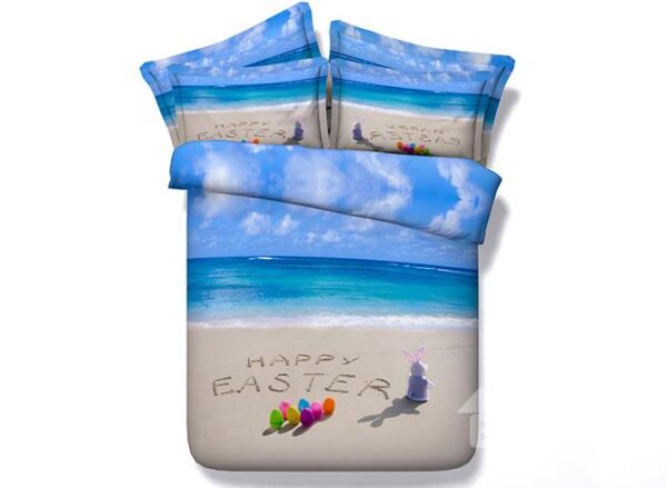 Leisurely Beach Scenery Digital Printing 5-Piece Comforter Sets
