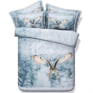 Feral Flying Owl Digital Printing 5-Piece Comforter Sets