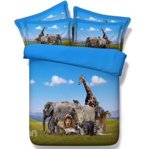 Cute Animals Digital Printing 5-Piece Comforter Sets