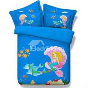 Cartoon Mermaid Digital Printing 4-Piece Duvet Cover Sets