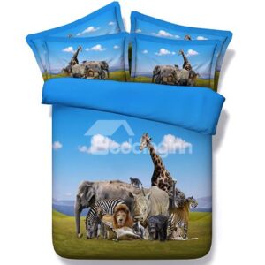 Animals Digital Printing 4-Piece Duvet Cover Sets