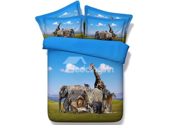 Animals Digital Printing 4-Piece Duvet Cover Sets