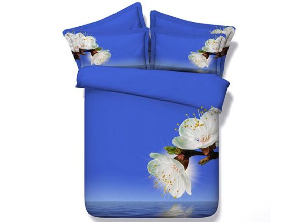 Pear Blossom Digital Printing Blue 4-Piece Duvet Cover Sets