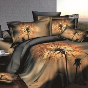Dandelion Printing Skincare Cotton 4-Piece Duvet Cover Sets